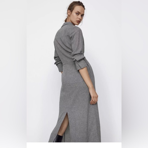 Zara Limited Edition Knotted Dress Gray 8397/528 Size M - Picture 2 of 9